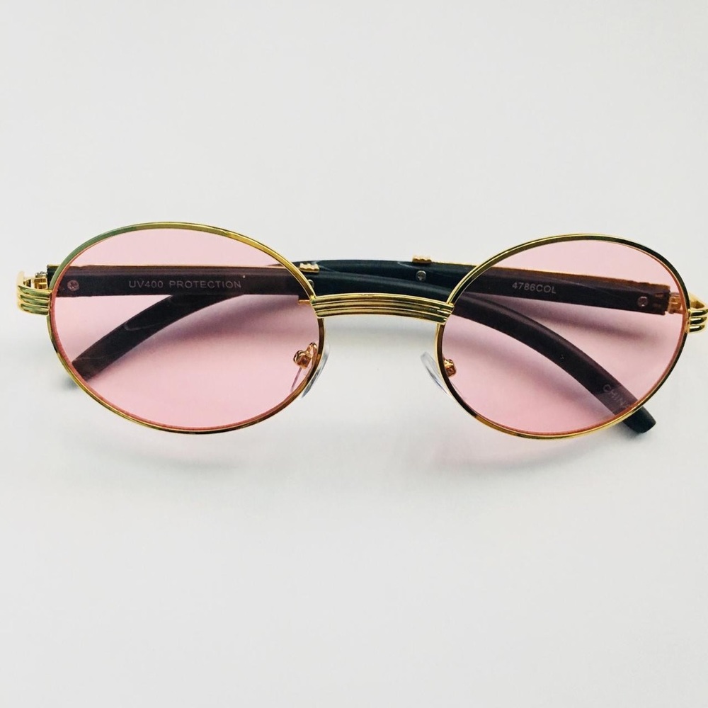 Pink Vintage Styled Oval Sunglasses